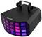 Černé Eurolite LED světlo s barevnými čočkami, používané pro jevištní osvětlení a světelné efekty.