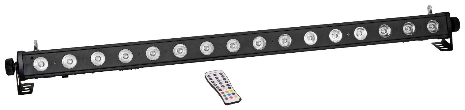 LED světelná lišta se 14 LED světly a dodávaným dálkovým ovladačem, vhodná pro jevištní nebo dekorativní osvětlení.