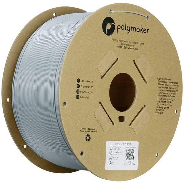 Polymaker PF01023 Grey vlákno pro 3D tiskárny ASA  odolné proti UV záření, odolné proti povětrnostním vlivům, Žáruvzdorné, Nárazuvzdorný 1.75 mm 3000 g šedá PolyLite™ 1 ks