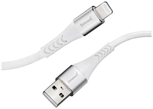 Intenso USB kabel  USB 2.0 USB-A zástrčka, Apple Lightning konektor 1.50 m bílá látkový potah 7902102