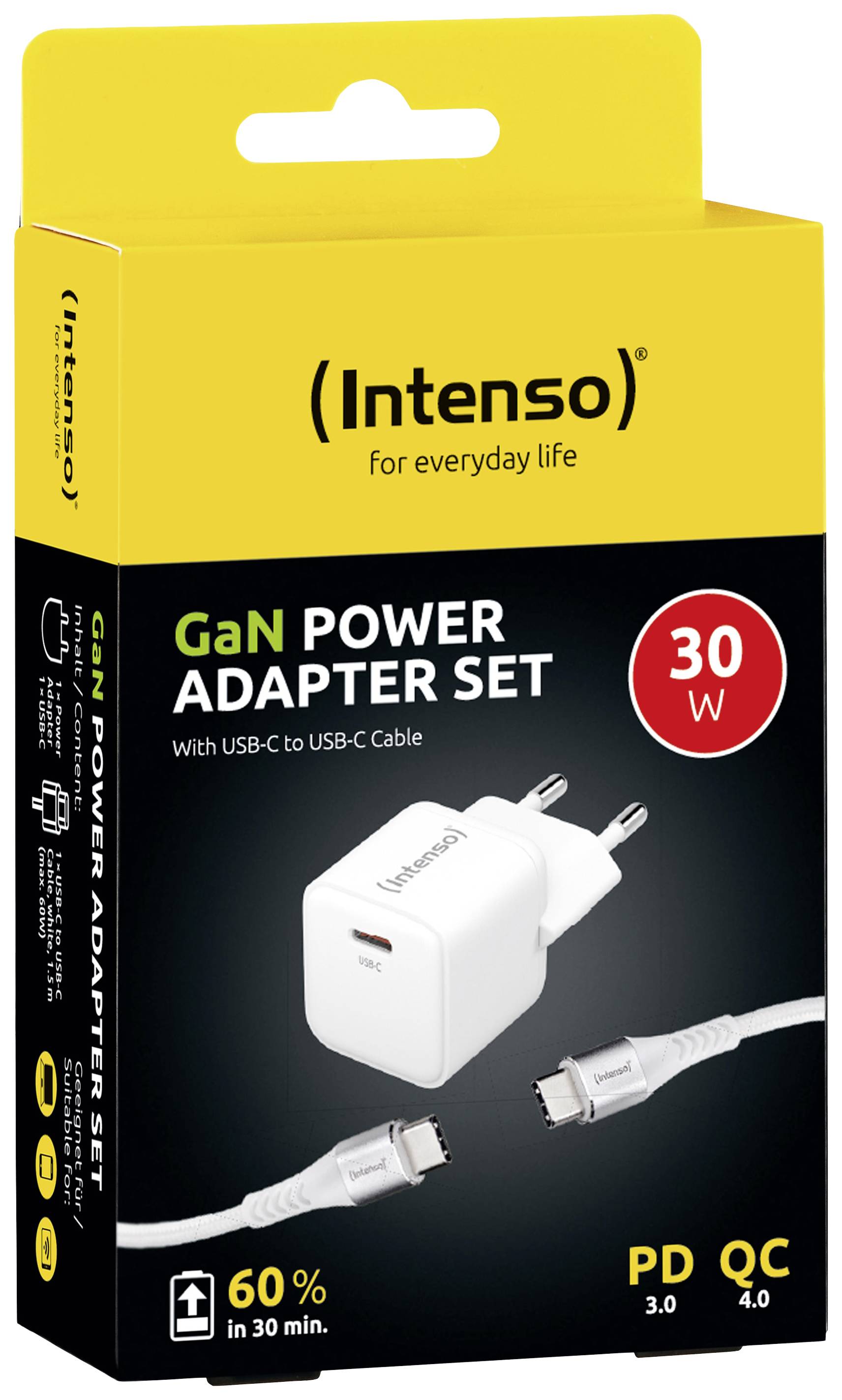 Intenso W30C + C315C USB nabíječka, GaN, USB Power Delivery (USB-PD) , USB-C®, bílá-2