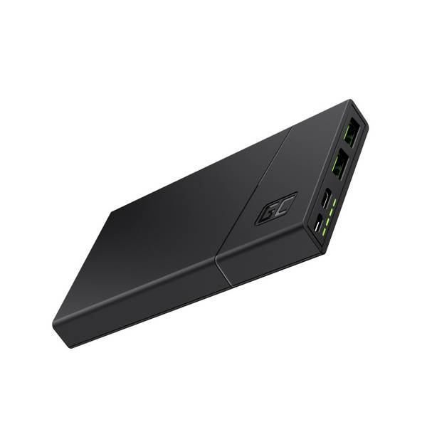 Green Cell GC PowerPlay10S powerbanka Li-Pol, 10000 mAh, Quick Charge 3.0, Dodávka energie, USB-A, USB-C®, černá