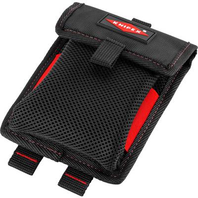 Černý pouzdro na nářadí KNIPEX s páskou se suchým zipem a červenými bočními akcenty, zobrazené zavřené na bílém pozadí.