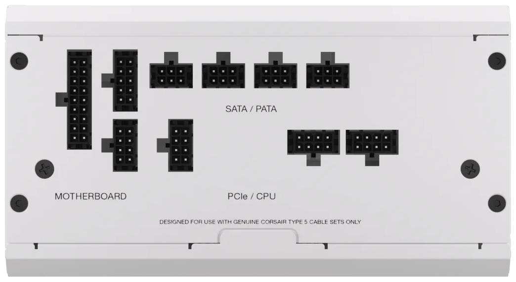 Pole síťového napájení s různými porty pro 'základní desku', 'SATA/PATA' a 'PCIe/CPU'.