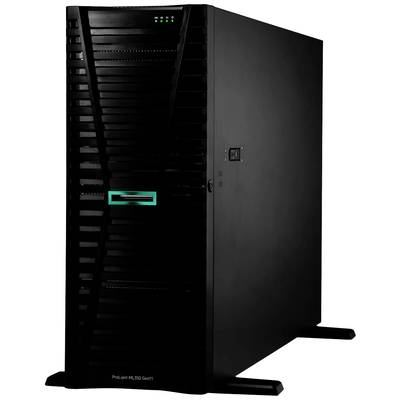 Velký černý serverový tower s osvětlenými LED indikátory na horní straně a tyrkysovým označením na přední straně.