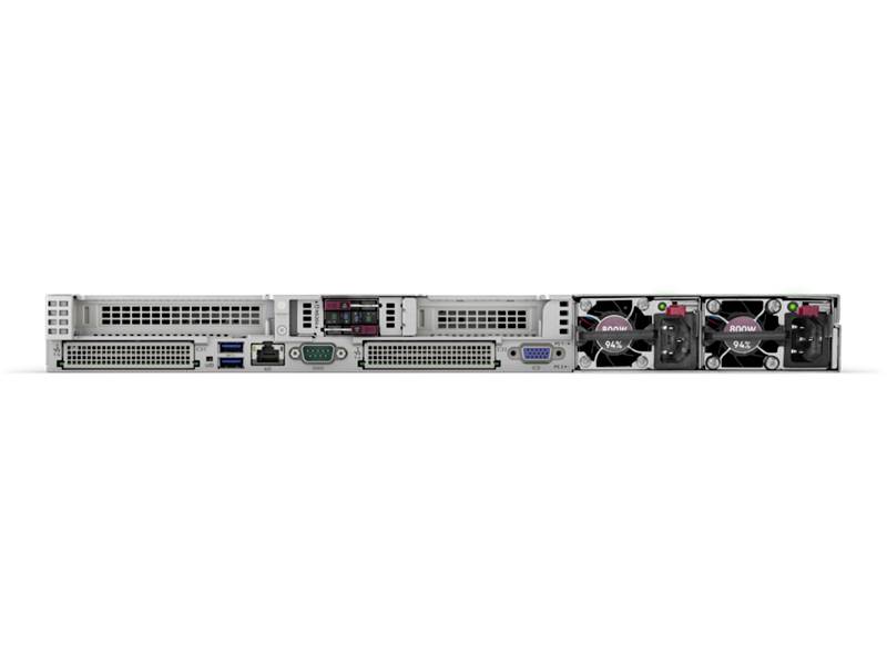 Server s několika ventilátory, konektory a LED indikátory na zadní straně zobrazuje komplexní hardwarové komponenty a chladicí mechanismy.