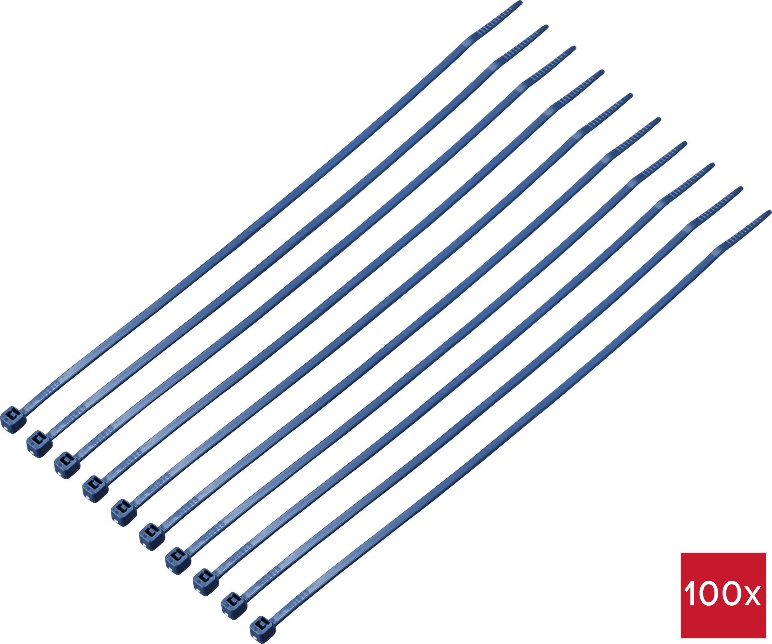 TRU COMPONENTS TC-12533348 stahovací pásky 203 mm 2.5 mm modrá Kov detekovatelný 100 ks