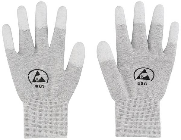 TRU COMPONENTS TC-12539840 ESD rukavice světle šedá vel. Oblečení: S Polyamidové vlákno, PU povlak  1 pár