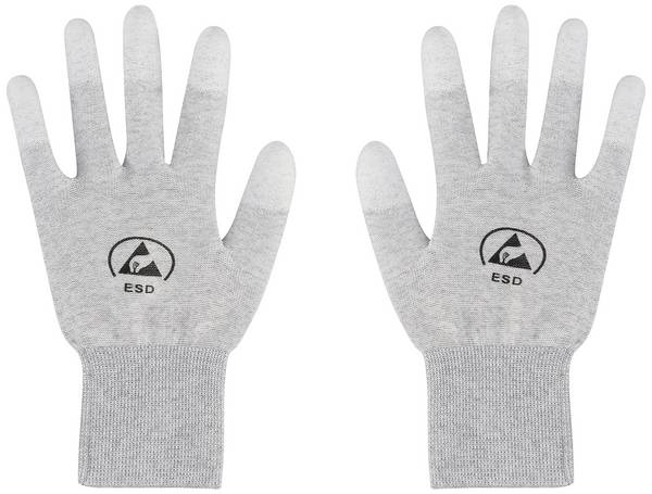 TRU COMPONENTS TC-12539848 ESD rukavice světle šedá vel. Oblečení: L Polyamidové vlákno, PU povlak  1 pár