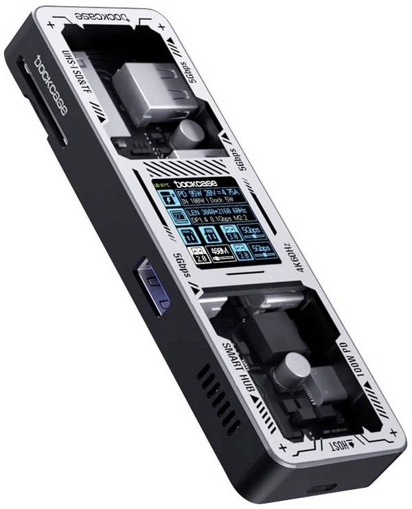 Dockcase USB-C® dokovací stanice DPR71S-EB Vhodné pro značky (dokovací stanice pro notebook): univerzální Integrovaný displej, vč. funkce nabíjení, napájení USB-C®, integrovaná čtečka karet