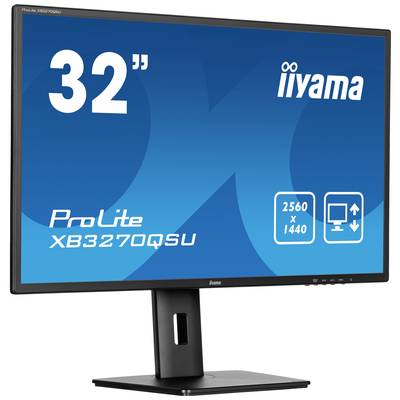 Monitor 'iiyama ProLite XB3270QS' s úhlopříčkou 32 palců, rozlišením 2560 x 1440 pixelů, umístěný na černém stojanu.