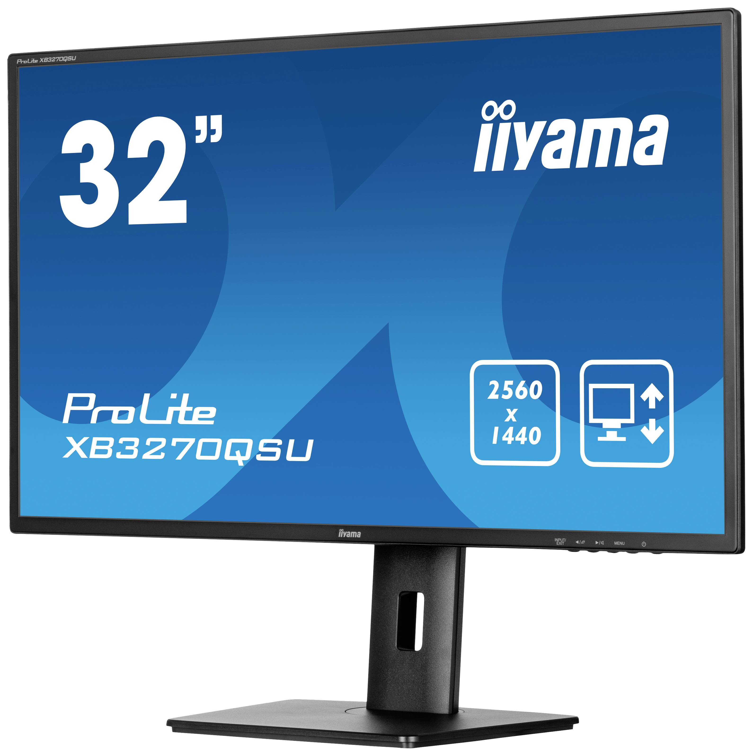 Počítačový monitor od iiyama, model ProLite XB3270QSU, s úhlopříčkou 32 palců a rozlišením 2560 x 1440 pixelů.