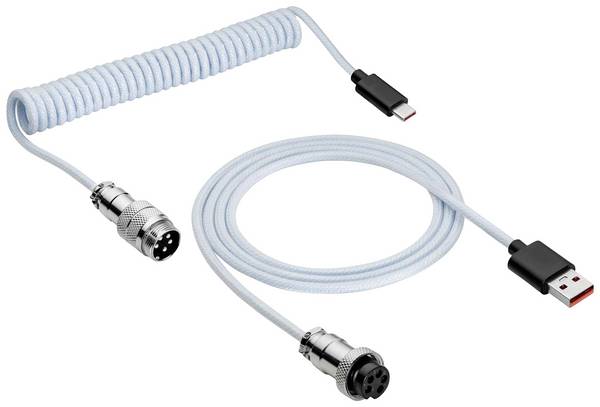 Akyga USB kabel USB 2.0 USB-C ® zástrčka, USB-A zástrčka 3.00 m bílá opletený, spirálový kabel AK-USB-48