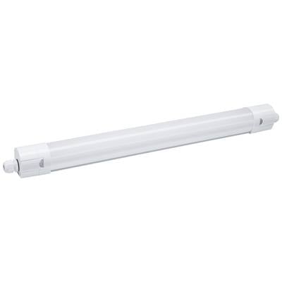 Bílá LED trubice válcovitého tvaru s plochými koncovými krytkami na bílém pozadí.