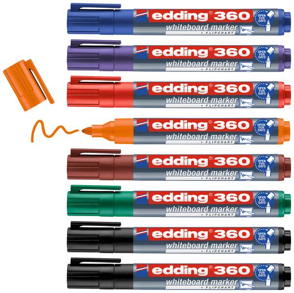 Edding  4-360-8-S2999 sada popisovačů na bílé tabule  černá, červená, modrá, zelená, oranžová, hnědá, fialová  8 ks