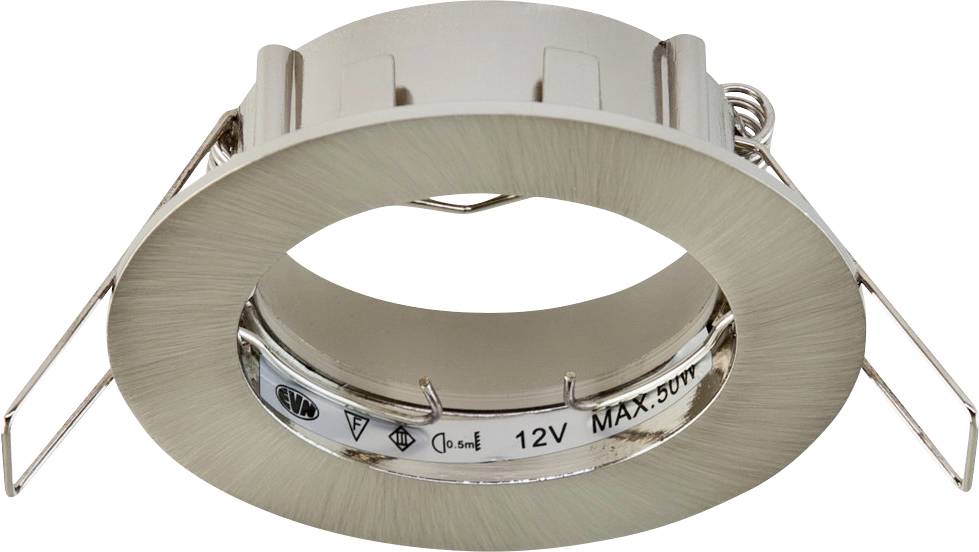 Vestavěné svítidlo v pohledu ze stropu a v profilovém pohledu s rozměry v milimetrech: průměr 82 mm, výška 75 mm. Výrobce: Neznámý.