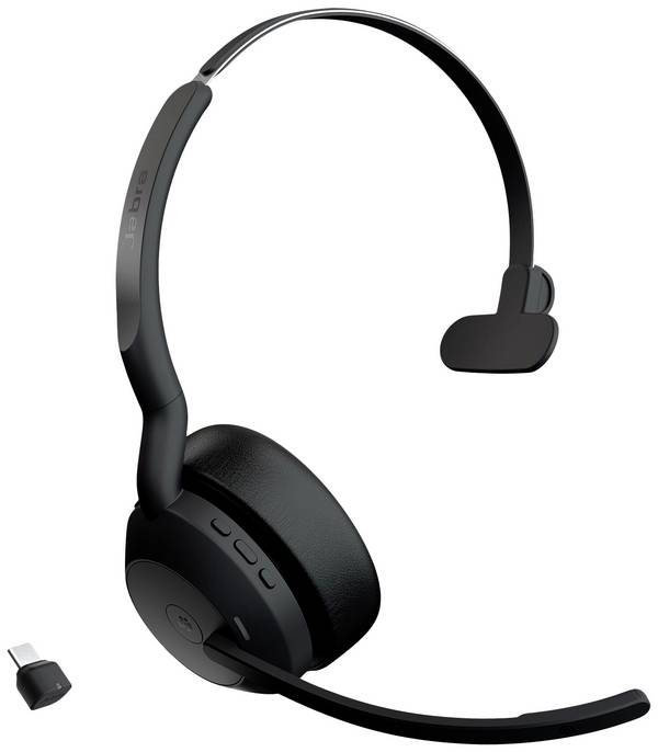 Jabra Evolve2 55 MS  Headset otevřená (On Ear) Bluetooth® mono černá Potlačení hluku, Redukce šumu mikrofonu headset, monofonní telefon