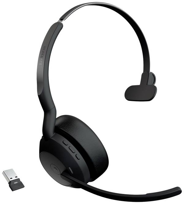Jabra Evolve2 55 MS  Headset otevřená (On Ear) Bluetooth® mono černá Potlačení hluku, Redukce šumu mikrofonu headset, monofonní telefon
