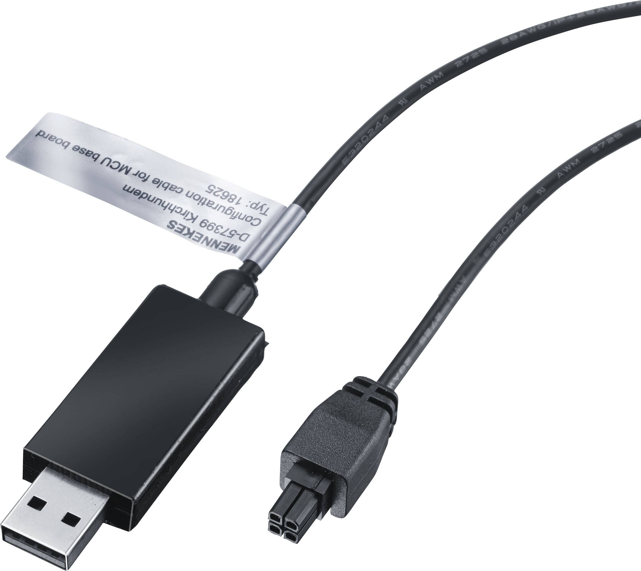 Černý USB kabel s pravoúhlým konektorem a 5-pinovým zástrčkou, označený nápisem 'KENWOOD', vhodný pro audio zařízení.