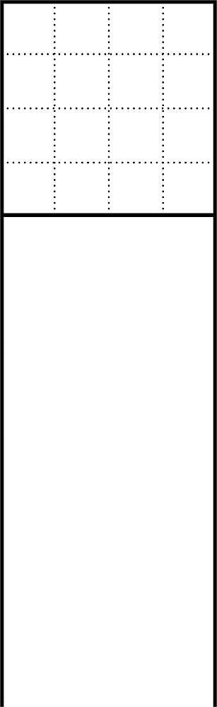 Diagram s mřížkou v horní třetině a velkým prázdným prostorem pod ní.