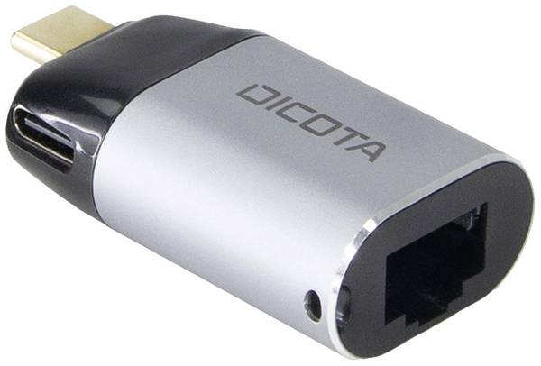 Dicota USB-C® adaptér [1x USB-C® zástrčka - 1x RJ45 zásuvka] DICOTA - Netzwerkadapter - USB-C / Thunderbolt 3 0 mm s nabíjecí zásuvkou