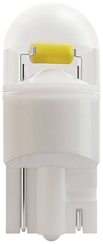 Bílá LED lampa se žlutým čipem, válcovitého tvaru, vhodná pro elektronická zařízení nebo vozidla.