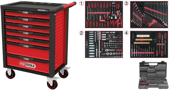 KS Tools 826.7515 dílenský vozík ocelový plech Barva: černá, červená