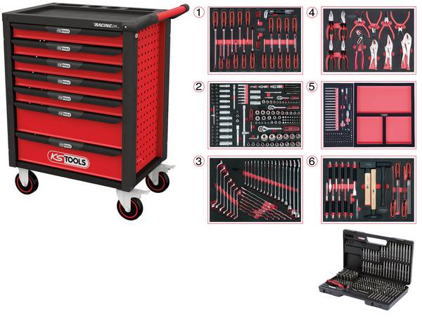 KS Tools 826.7598 dílenský vozík ocelový plech Barva: černá, červená