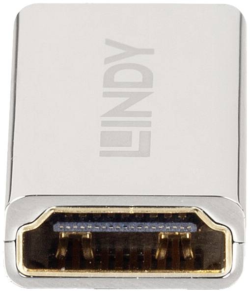 Stříbrný HDMI adaptér od dané značky je vidět z čelního pohledu. Pouzdro je lesklé a jednoduše navržené.