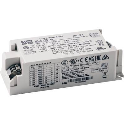 Elektronický LED driver s modelovým číslem 'XLC-25-H', vstup 100-240V, výstup 10-54V při 700mA, zobrazené technické specifikace.