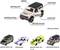 'Pět modelů aut: FORD Bronco Wildtrak, MERCEDES-BENZ G 500, FORD Mustang, MERCEDES-BENZ 190 E, LAND ROVER Defender 90. Charakteristiky jako kovová karoserie, odpružení a detailní potisk.'