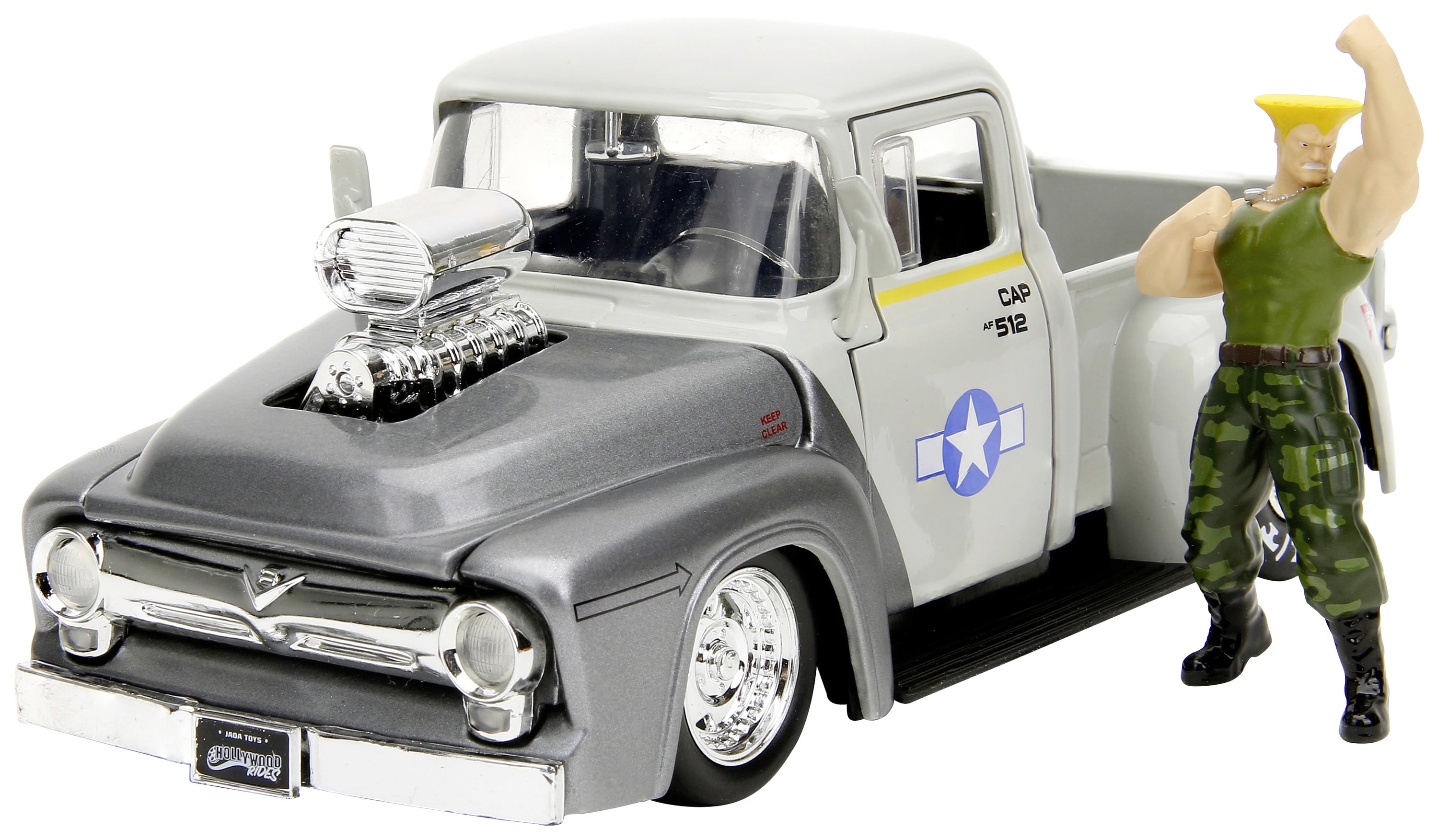 JADA TOYS model osobního automobilu Ford Street Fighter 1956 Ford Pickup s postavou Guile hotový model Model osobního automobilu