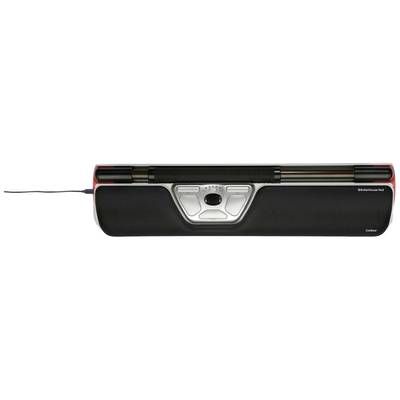 Kabelová myš Roller Mouse, černá a stříbrná, ergonomický design, nízký profil, centrální ovládání se scrollovacím kolečkem.