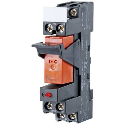 Obrázek ukazuje elektrické relé v černém pouzdře s oranžovou střední částí, které se používá pro řídicí aplikace.