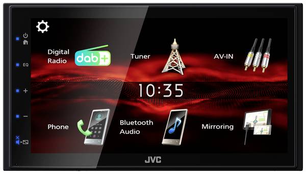 JVC KWM180DBT multimediální přehrávač do auta (2 DIN)  Bluetooth® handsfree zařízení, DAB+ tuner, konektor pro couvací kameru, konektor pro dálkové ovládání na volant