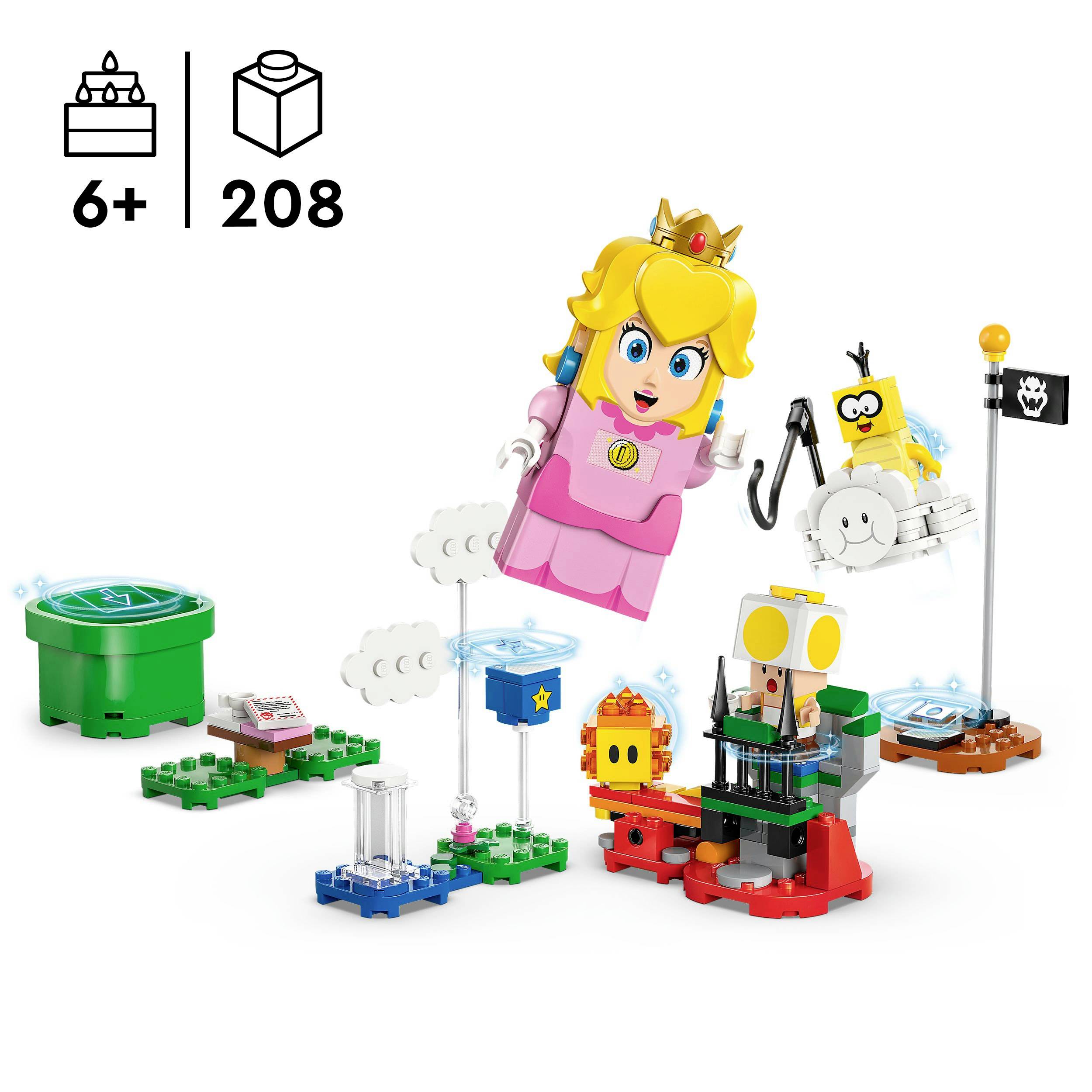 LEGO sada pro děti od 6 let, obsahuje 208 dílků, s herní figurkou a různými stavitelnými prvky v designu Super Maria.