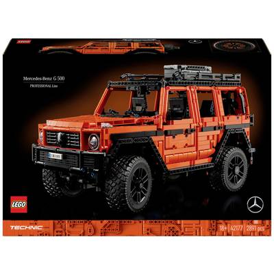 LEGO Technic stavebnice modelu oranžového Mercedes-Benz G 500, vhodná pro osoby starší 18 let.