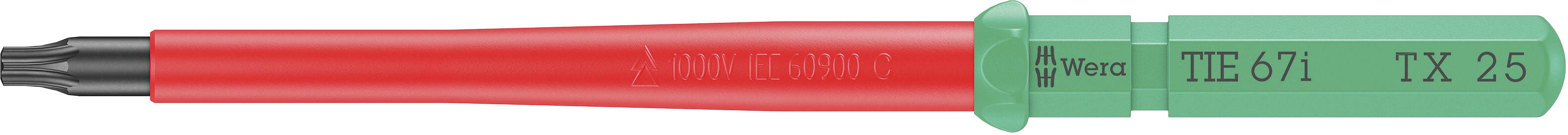 Zelený šroubovák s nápisem 'Wiha TTR 717 TX 25'. Rukojeť je červená, špička je černá.