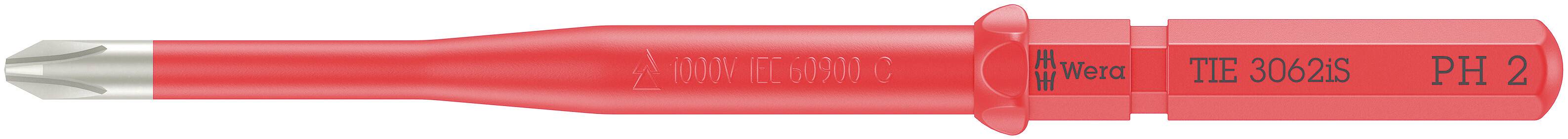 Šroubovák s Phillips hlavou PH2 červeně izolovaný pro elektrotechnické práce.