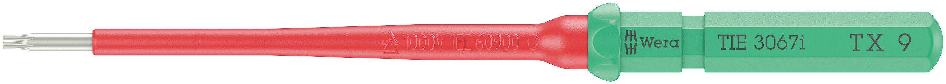 Zelený šroubovák s červeným držadlem, označený 'TR 36/F TX 9', na bílém pozadí.