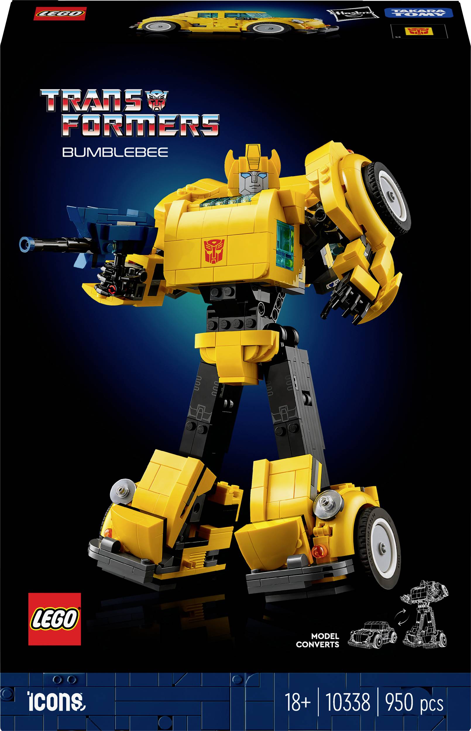 'LEGO Transformers Bumblebee sada (10338) v robotickém módu, 950 dílků, od 18 let.'