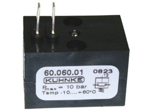 Černý blok elektromagnetických ventilů Kuhnke, označený '60.060.01', maximální tlak 10 barů, teplotní rozsah -10 až +60°C.