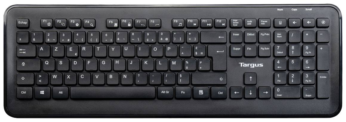 Černá QWERTZ klávesnice s klávesami pro písmena, čísla a speciální znaky, s funkcemi speciálních kláves v horní části.