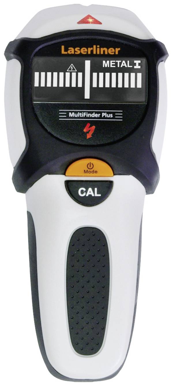 Laserliner detektor  MultiFinder Plus 080.965E  Detekční hloubka (max.) 100 mm Druh materiálu dřeva, železných kovů, neželezných kovů, kabely vedoucí napětí