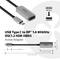 USB-C na DisplayPort 1.4 8K60Hz adaptér. Zobrazuje USB-C konektor a DisplayPort konektor s popisky a rozměry.