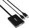 Černý adaptérový kabel s DVI, USB a HDMI konektory. Označený štítkem 'eClub'.