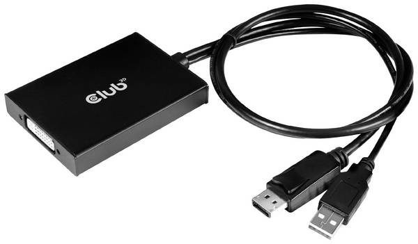 club3D CAC-1010-A DisplayPort / DVI adaptér [1x zástrčka DisplayPort, USB A - 1x DVI zásuvka 24+1pólová] černá  60 cm