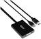 Černý adaptér s logem 'Club', který propojuje DisplayPort a USB konektor s DVI výstupem.
