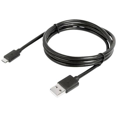 Černý USB datový kabel s USB-A a Micro-USB konektory, smotaný do svitku.