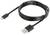Černý USB datový kabel s USB-A a Micro-USB konektory, smotaný do svitku.